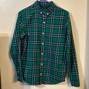Janie & Jack green plaid button up size 18 Holiday Festive